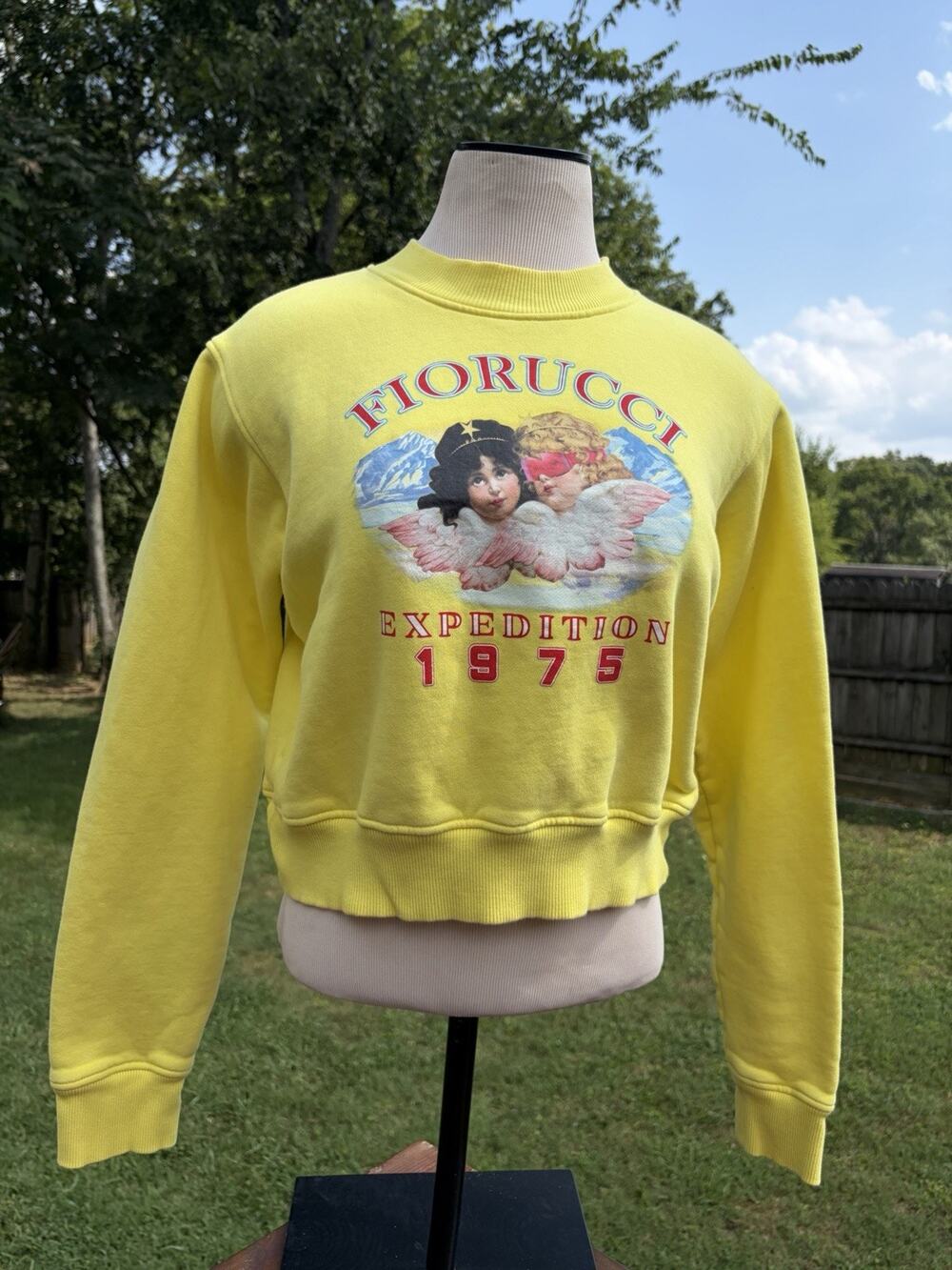 Fiorucci Crew Neck Womens Sweatshirt Medium Angels Cherubs Made In Portugal